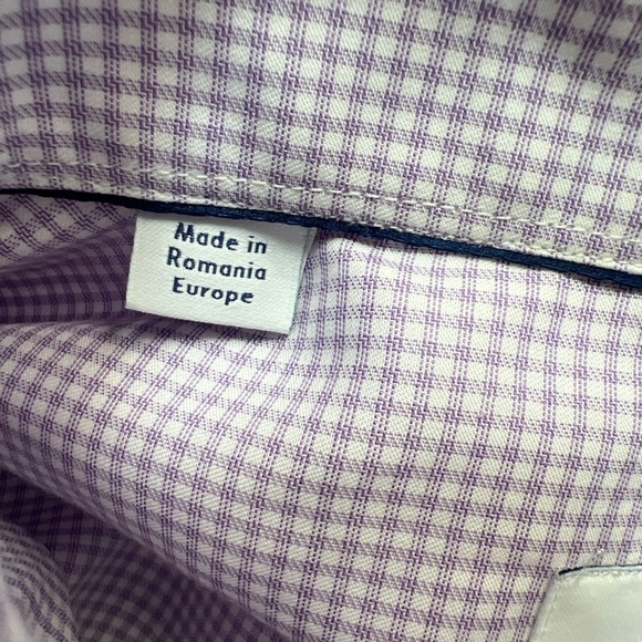Eton Lavender & White Check Button Up Dress Shirt - Picture 6 of 7